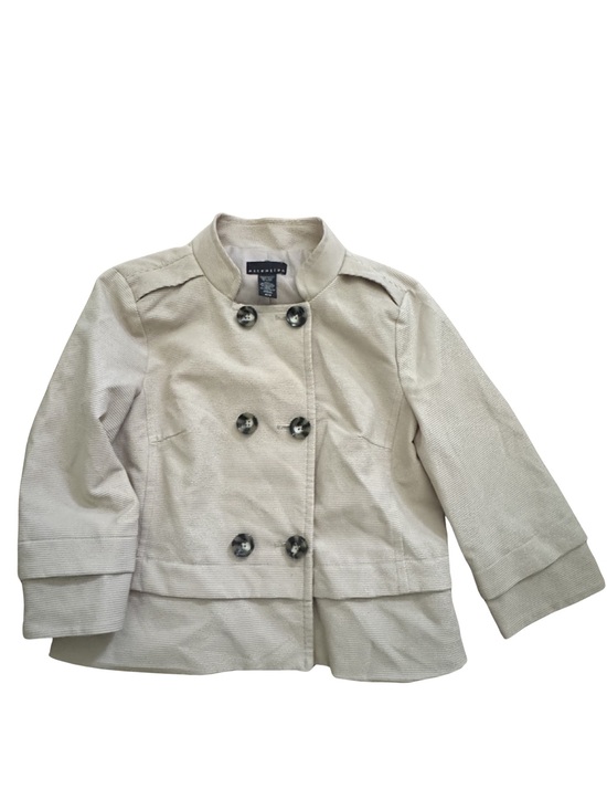 attention Jackets & Blazers - attention Cream Double-Breasted Textured Pea Coat